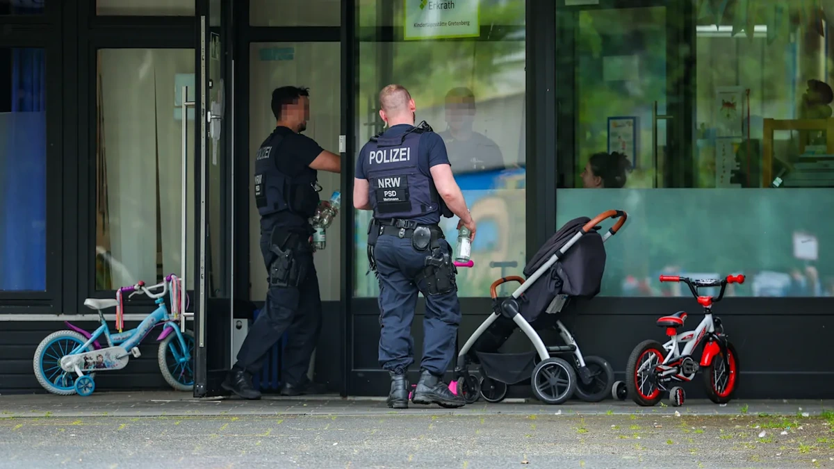 Er griff Polizisten an: Mann mit Messer vor Kita niedergeschossen