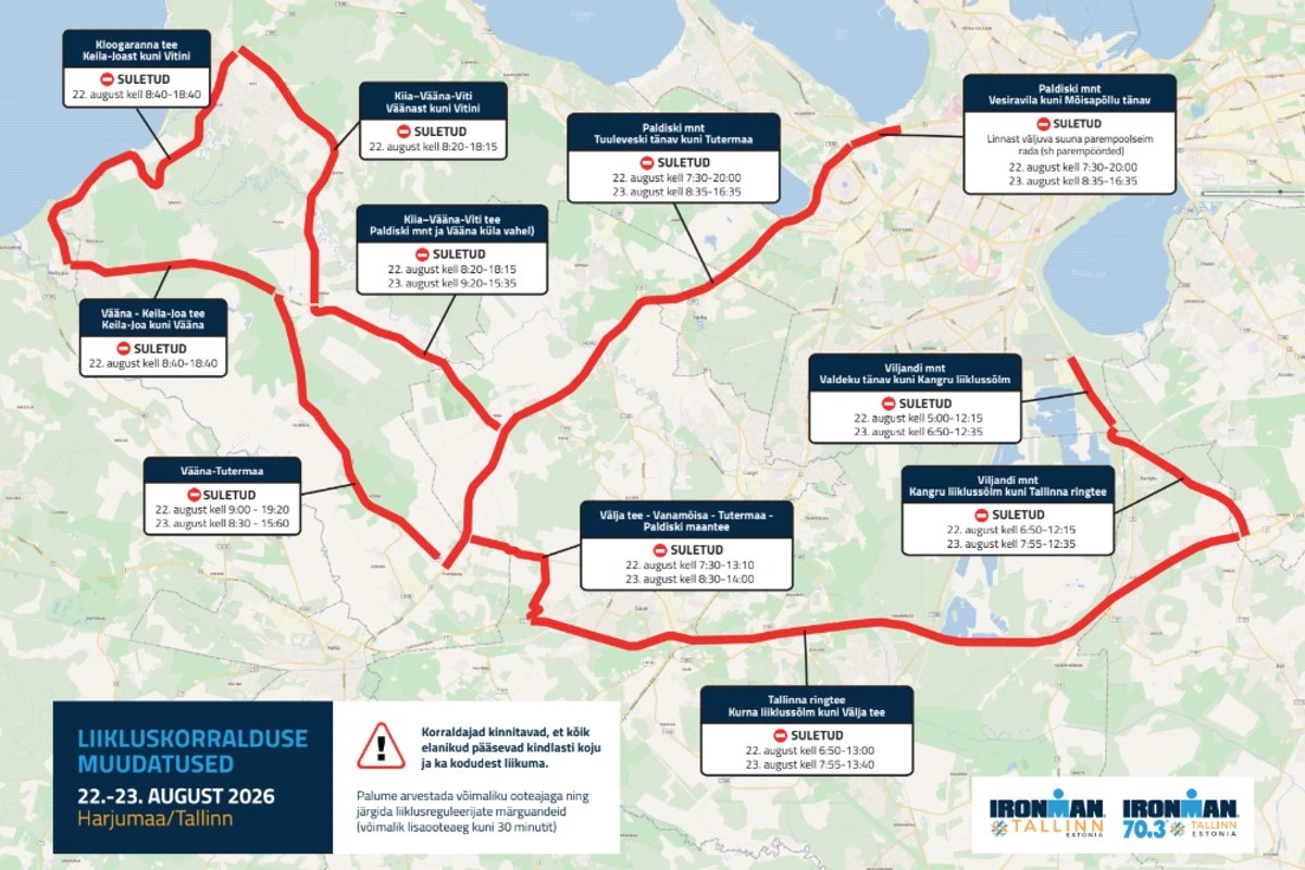 ВНИМАНИЕ | На время Ironman в Таллинне и Харьюмаа ограничат движение