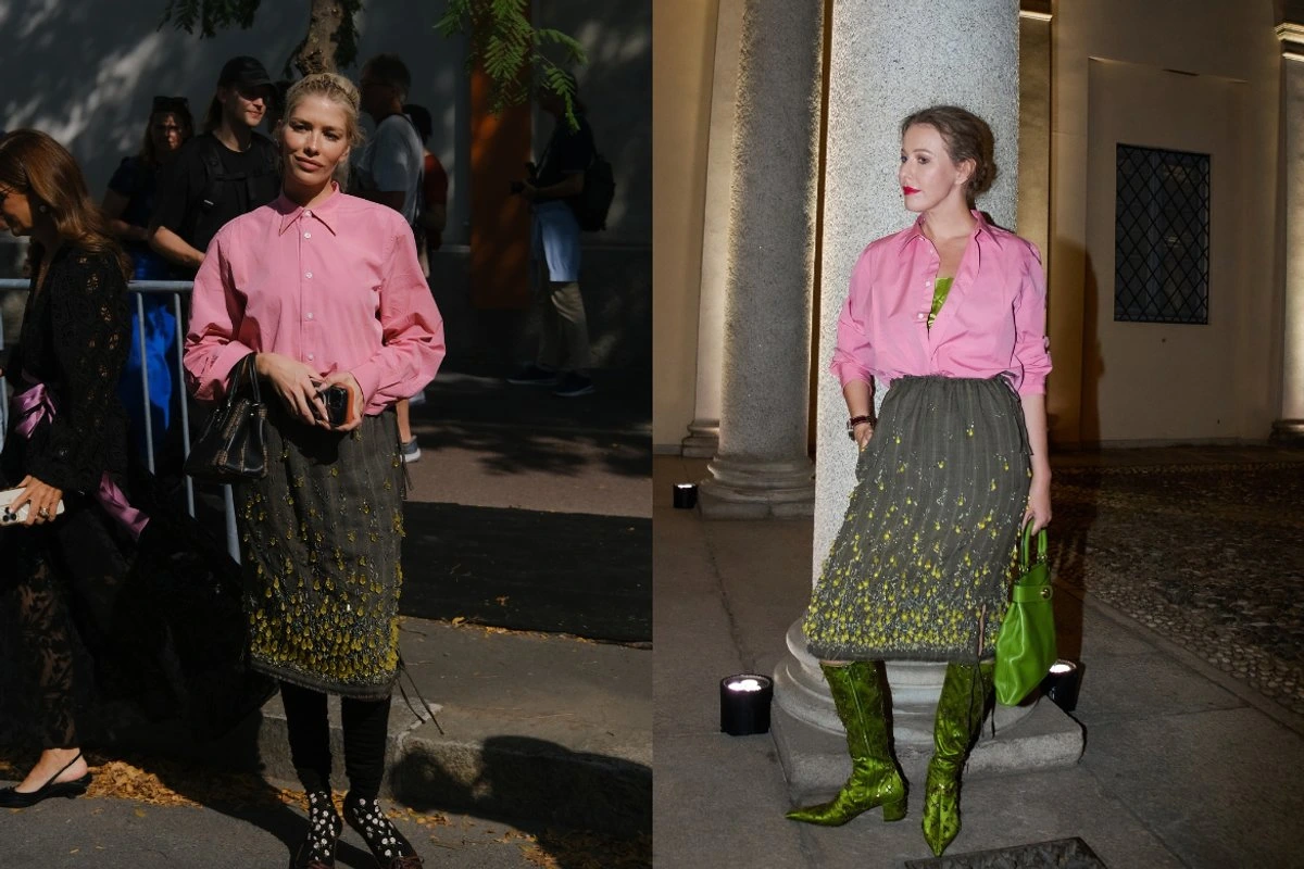 ФОТО | Модный план или провал? Ксения Собчак и Лена Перминова пришли на показ Prada в идентичных образах